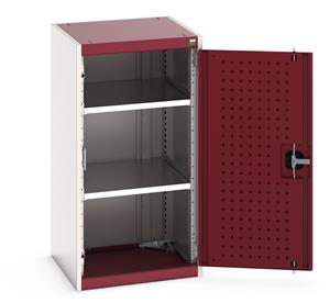40010098.** Bott cupboard with Perfo Panel Lined Doors - Overall dimensions of 525mm wide x 525mm deep x 1000mm high Internal cupboard dimensions of 468mm wide x 445mm deep x 900mm high. Bott Cubio cupboard has lockable steel doors with the option of perfo...